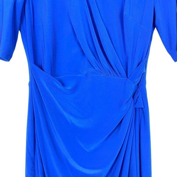 RALPH LAUREN Dress Women's Cobalt Blue V Neck Cocktail Dress with Ruffle US 4 - Picture 4 of 9